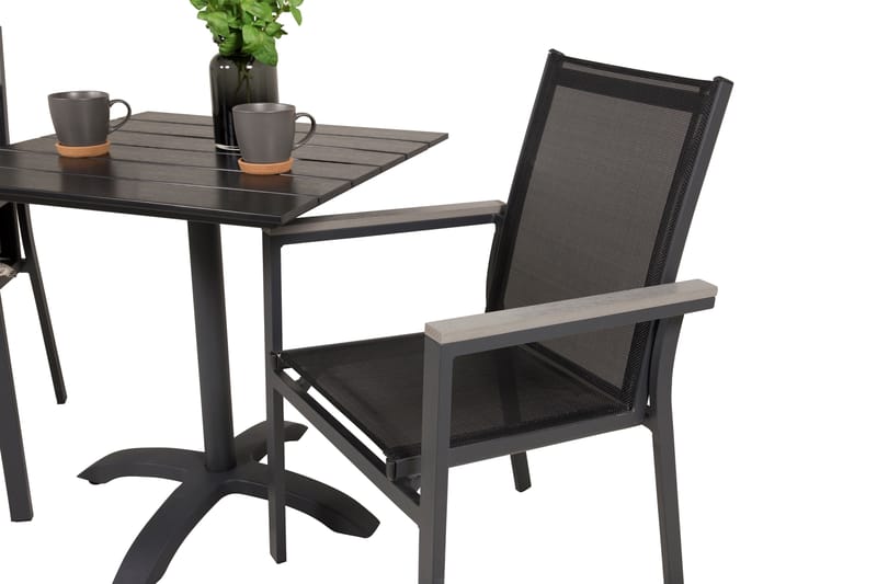 Colorado Caféset 70 cm + 2 Parma Karmstolar - Svart - Utemöbler - Utegrupp - Caféset