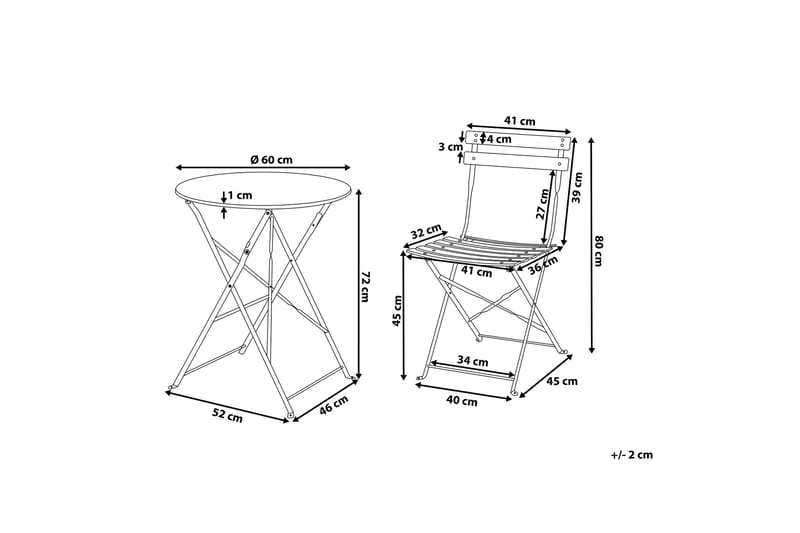 Fiori Balkongset 45,5 cm - Vit - Utemöbler - Utegrupp - Caféset
