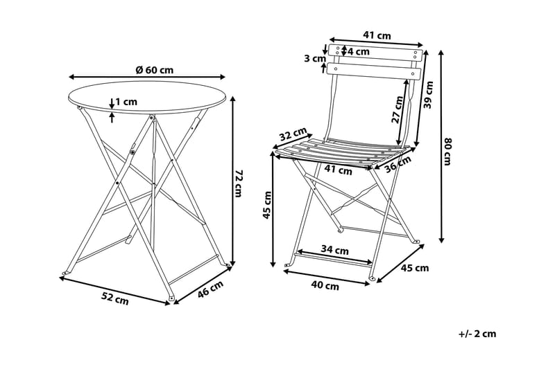 Fiori Balkongset 52 cm - Grå - Utemöbler - Utegrupp - Caféset