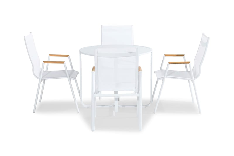 Flippy Cafégrupp 90 Rund + 4 Las Vegas Karmstol, Vit/Teak
