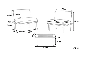 Frascati Balkongmöbelset 80 cm - Grå - Utemöbler - Utegrupp - Caféset