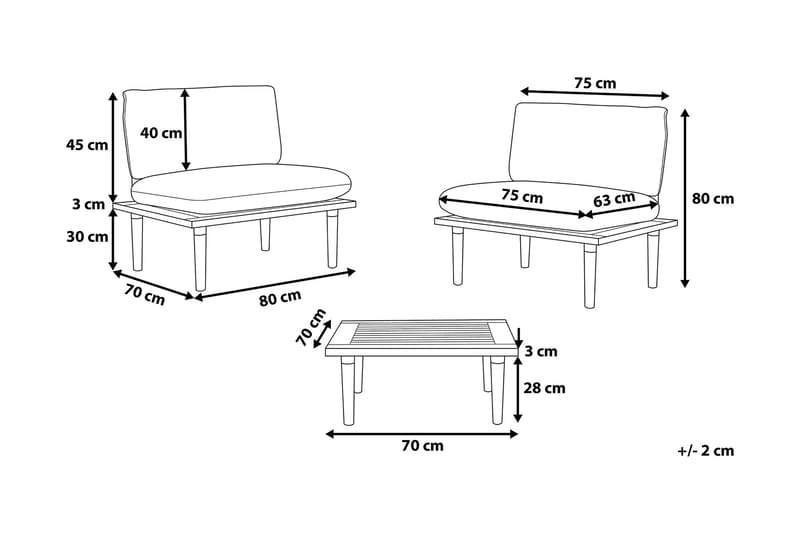FRASCATI Balkongmöbelset 80 cm - Utemöbler - Utegrupp - Caféset