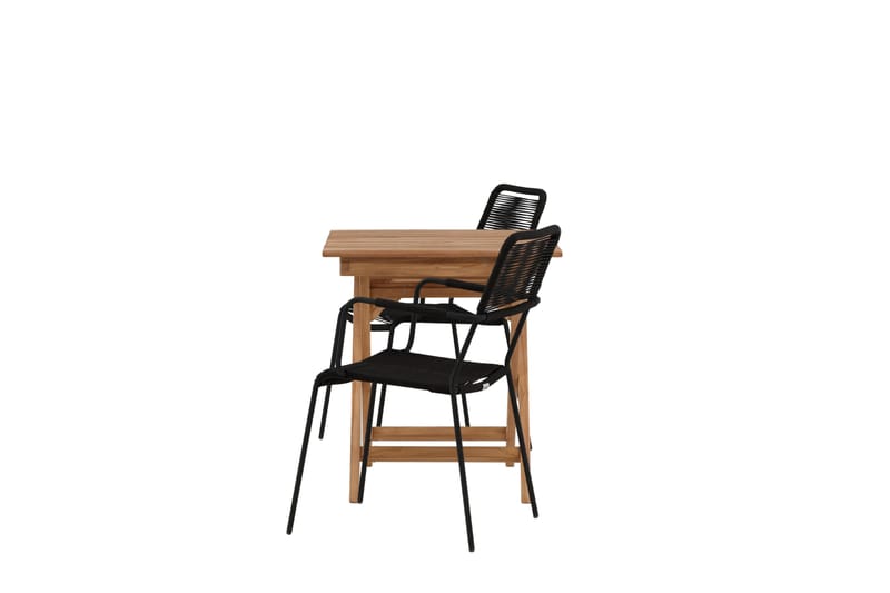 Ghana Caféset 70 cm + 2 Lindos Karmstol - Brun/Svart - Utemöbler - Balkong - Balkongmöbler - Balkonggrupper