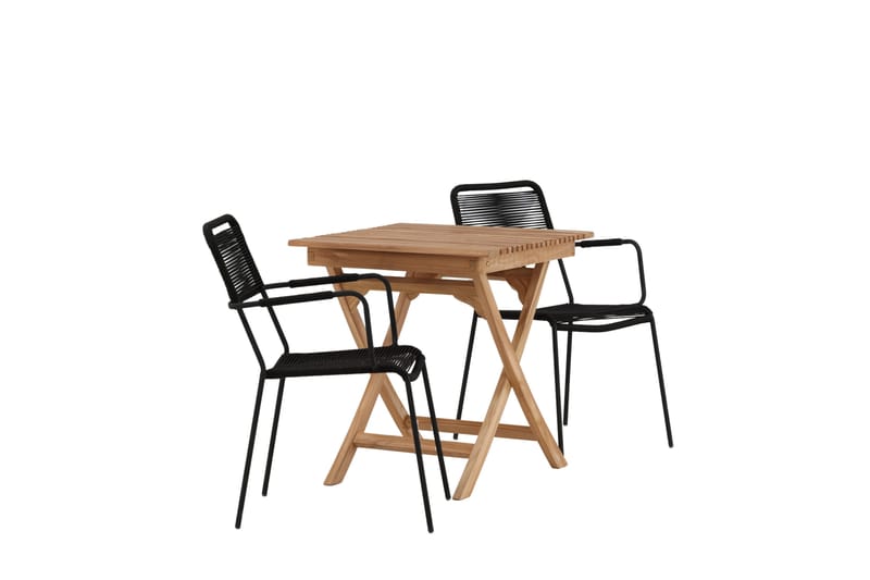 Ghana Caféset 70 cm + 2 Lindos Karmstol - Brun/Svart - Utemöbler - Balkong - Balkongmöbler - Balkonggrupper