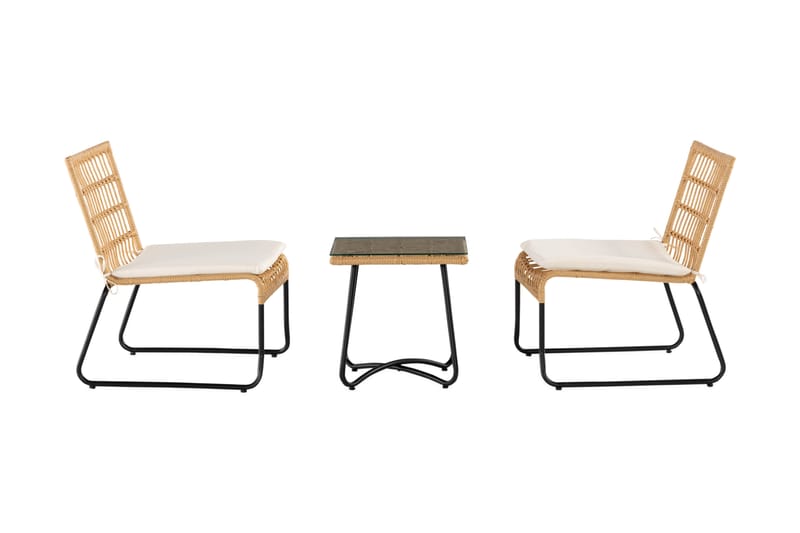 HAPP Cafébord 45 cm Natur + 2 Korgstolar - Balkonggrupper - Caféset