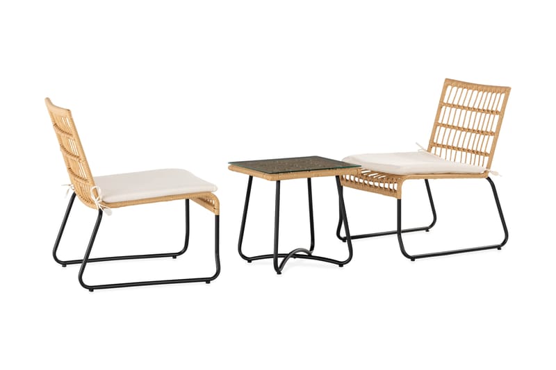 HAPP Cafébord 45 cm Natur + 2 Korgstolar - Balkonggrupper - Caféset