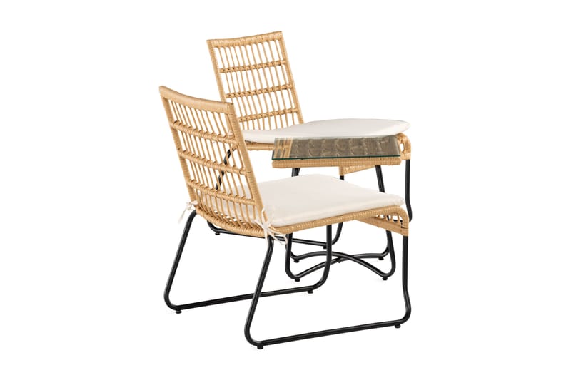 HAPP Cafébord 45 cm Natur + 2 Korgstolar - Balkonggrupper - Caféset