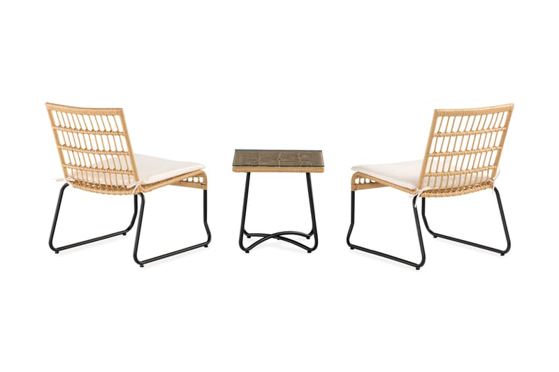 HAPP Cafébord 45 cm Natur + 2 Korgstolar - Balkonggrupper - Caféset