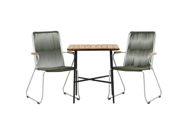 Holmbeck Caféset 70 cm + 2 st Bois Karmstolar - Grön/Brun - Utemöbler - Utegrupp - Caféset