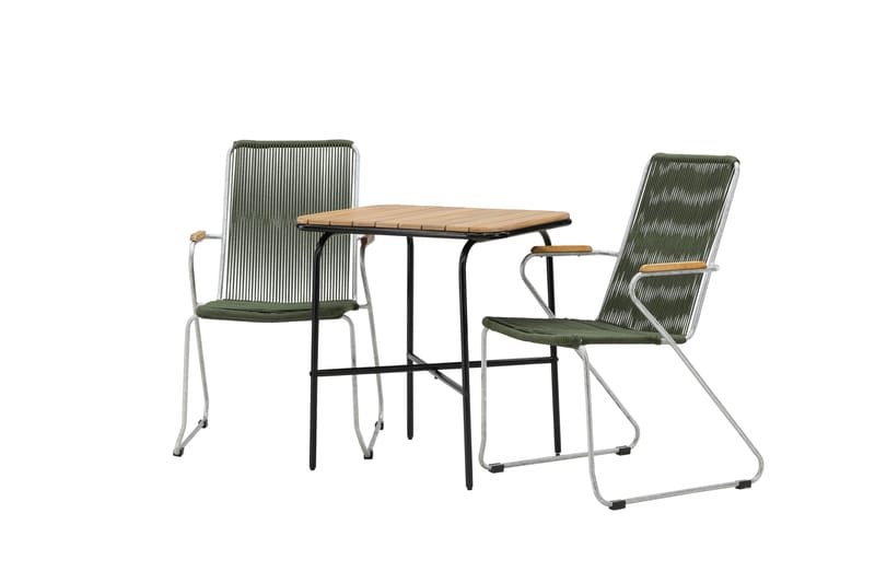 Holmbeck Caféset 70 cm + 2 st Bois Karmstolar - Grön/Brun - Utemöbler - Utegrupp - Caféset