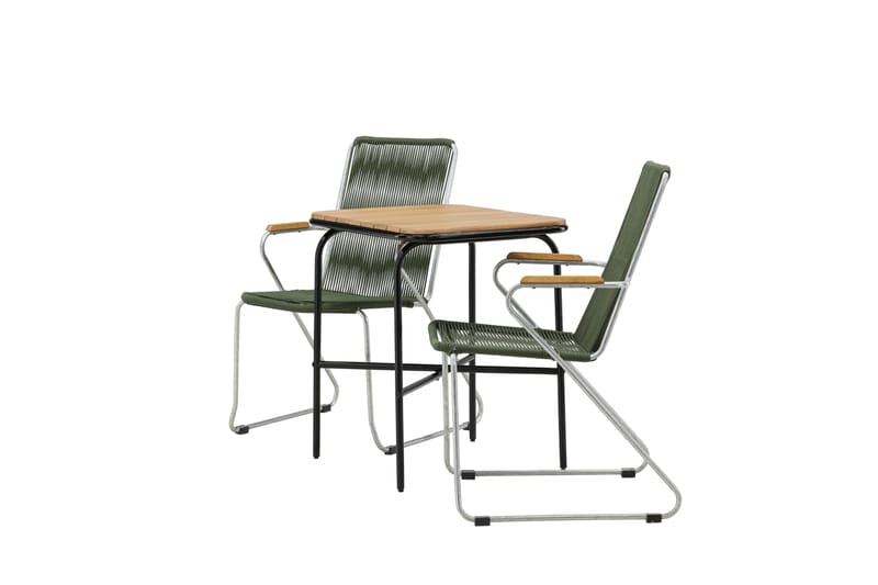 Holmbeck Caféset 70 cm + 2 st Bois Karmstolar - Grön/Brun - Utemöbler - Utegrupp - Caféset
