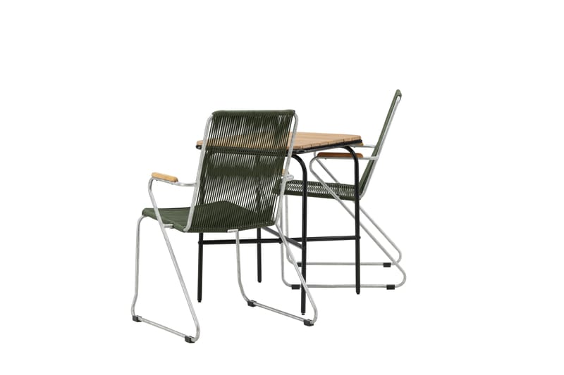 Holmbeck Caféset 70 cm + 2 st Bois Karmstolar - Grön/Brun - Utemöbler - Utegrupp - Caféset