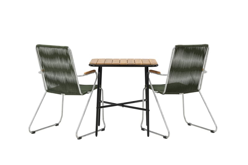 Holmbeck Caféset 70 cm + 2 st Bois Karmstolar - Grön/Brun - Utemöbler - Utegrupp - Caféset