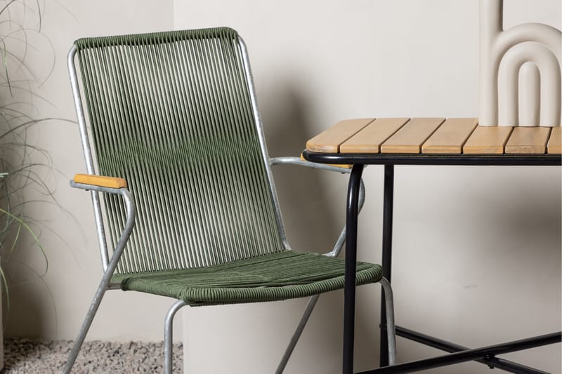 Holmbeck Caféset 70 cm + 2 st Bois Karmstolar - Grön/Brun - Utemöbler - Utegrupp - Caféset
