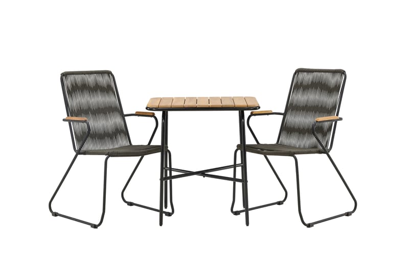 Holmbeck Caféset 70 cm + 2 st Bois Karmstolar - Svart/Brun - Utemöbler - Utegrupp - Caféset