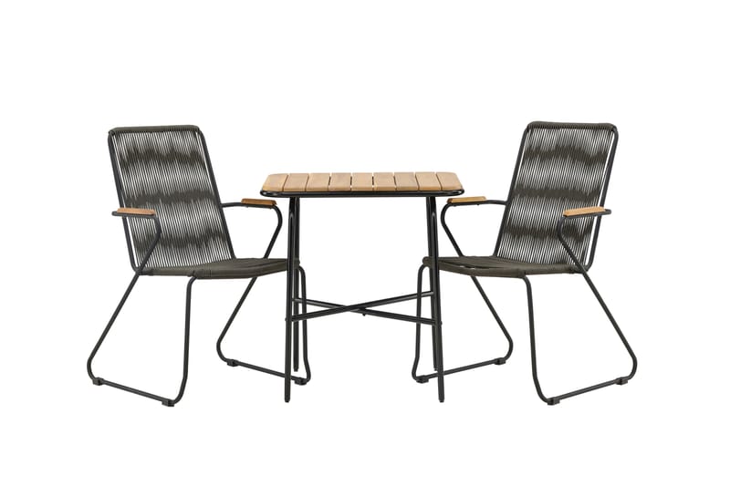 HOLMBECK Caféset 70 cm + 2 st Bois Karmstolar Svart/Brun - Caféset - Balkonggrupper