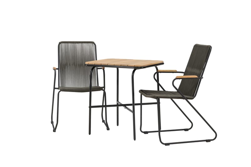 HOLMBECK Caféset 70 cm + 2 st Bois Karmstolar Svart/Brun - Caféset - Balkonggrupper