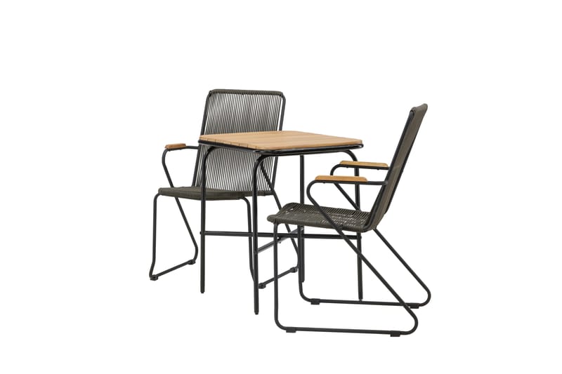 Holmbeck Caféset 70 cm + 2 st Bois Karmstolar - Svart/Brun - Utemöbler - Utegrupp - Caféset