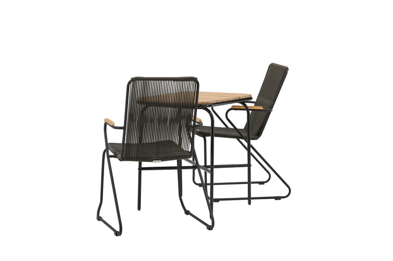 Holmbeck Caféset 70 cm + 2 st Bois Karmstolar - Svart/Brun - Utemöbler - Utegrupp - Caféset