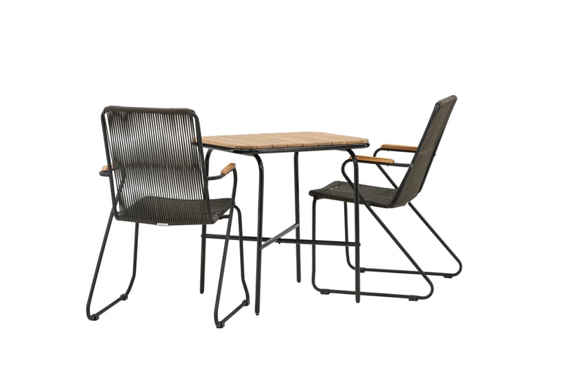 HOLMBECK Caféset 70 cm + 2 st Bois Karmstolar Svart/Brun - Caféset - Balkonggrupper