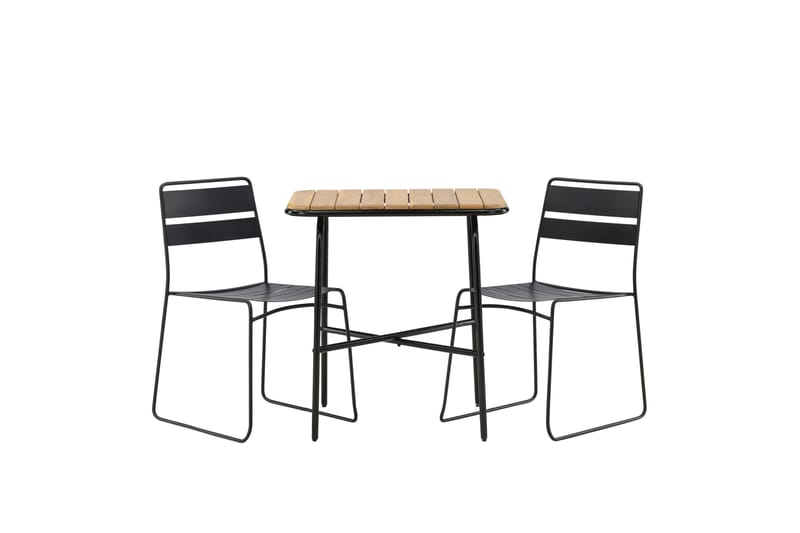 Holmbeck Caféset 70 cm + 2 st Lina Matstolar - Svart/Brun - Utemöbler - Utegrupp - Caféset