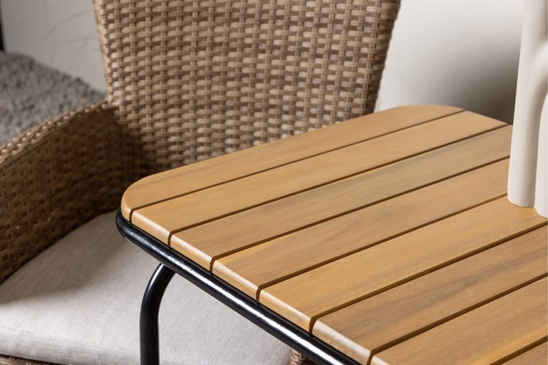 Holmbeck Caféset 70 cm + 2 st Malina Karmstolar - Brun - Utemöbler - Balkong - Balkongmöbler - Balkonggrupper