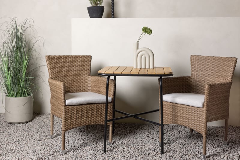 Holmbeck Caféset 70 cm + 2 st Malina Karmstolar - Brun - Utemöbler - Utegrupp - Caféset
