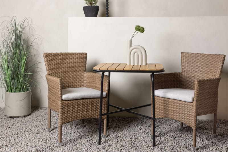 Holmbeck Caféset 70 cm + 2 st Malina Karmstolar - Brun - Utemöbler - Balkong - Balkongmöbler - Balkonggrupper