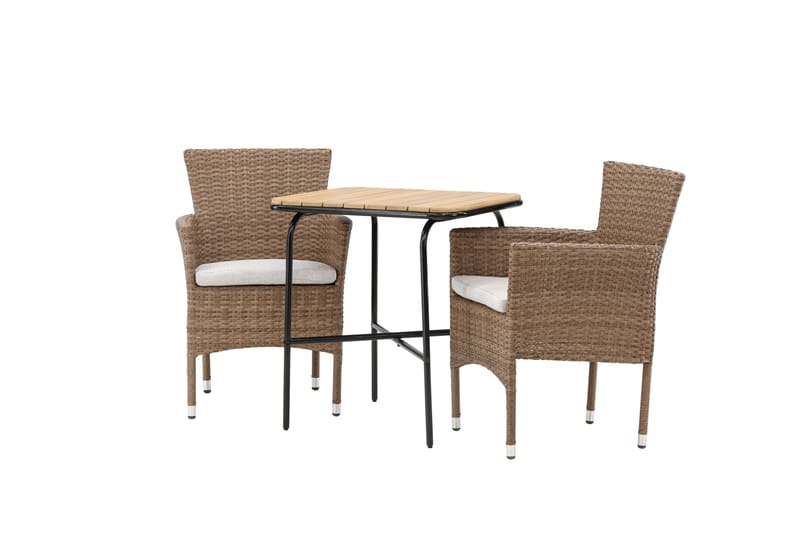 Holmbeck Caféset 70 cm + 2 st Malina Karmstolar - Brun - Utemöbler - Balkong - Balkongmöbler - Balkonggrupper