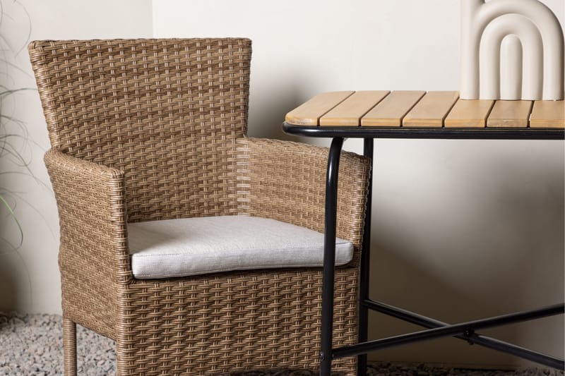 Holmbeck Caféset 70 cm + 2 st Malina Karmstolar - Brun - Utemöbler - Balkong - Balkongmöbler - Balkonggrupper