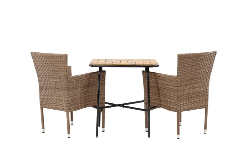 Holmbeck Caféset 70 cm + 2 st Malina Karmstolar - Brun - Utemöbler - Balkong - Balkongmöbler - Balkonggrupper