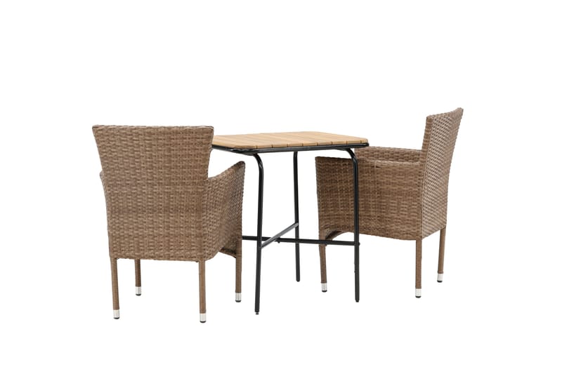 Holmbeck Caféset 70 cm + 2 st Malina Karmstolar - Brun - Utemöbler - Balkong - Balkongmöbler - Balkonggrupper