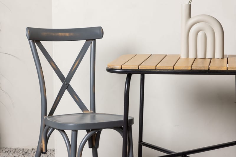 Holmbeck Caféset 70 cm + 2 st Tablas Matstolar - Brun/Mörkgrå - Utemöbler - Balkong - Balkongmöbler - Balkonggrupper