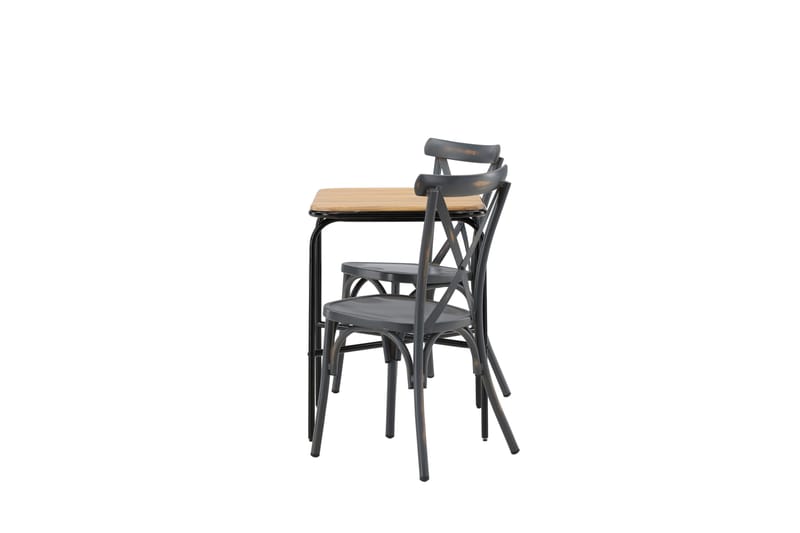 Holmbeck Caféset 70 cm + 2 st Tablas Matstolar - Brun/Mörkgrå - Utemöbler - Balkong - Balkongmöbler - Balkonggrupper