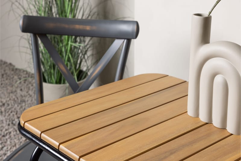 Holmbeck Caféset 70 cm + 2 st Tablas Matstolar - Brun/Mörkgrå - Utemöbler - Balkong - Balkongmöbler - Balkonggrupper