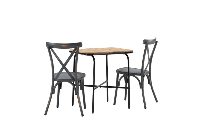 Holmbeck Caf éset 70 cm + 2 st Tablas Matstolar - Brun/Mörkgrå - Utemöbler - Balkong - Balkongmöbler - Balkonggrupper