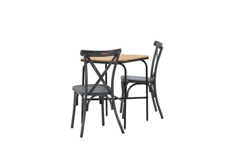 Holmbeck Caféset 70 cm + 2 st Tablas Matstolar - Brun/Mörkgrå - Utemöbler - Balkong - Balkongmöbler - Balkonggrupper