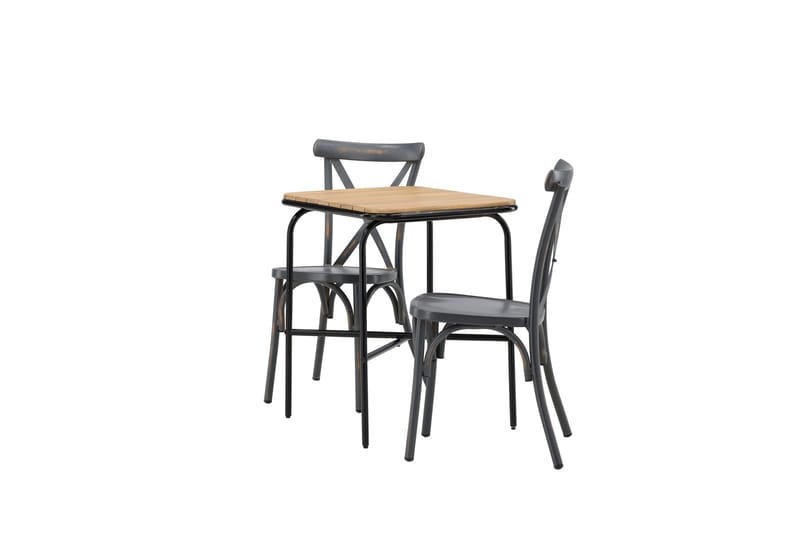 Holmbeck Caféset 70 cm + 2 st Tablas Matstolar - Brun/Mörkgrå - Utemöbler - Balkong - Balkongmöbler - Balkonggrupper