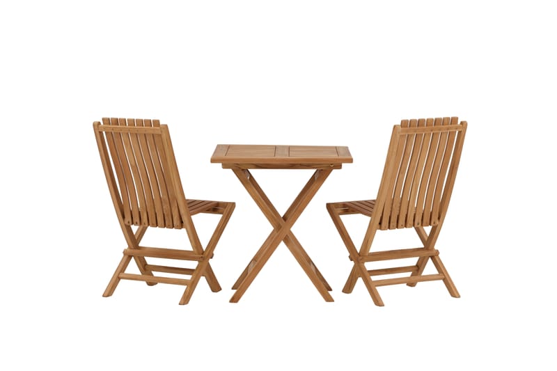 Kenya Cafégrupp 70x70 cm + 2 Ghana Hopfällbar Stol - Brun - Utemöbler - Utegrupp - Caféset