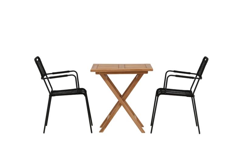 Kenya Cafégrupp 70x70 cm + 2 Lindos Karmstol - Svart/Brun - Utemöbler - Utegrupp - Caféset