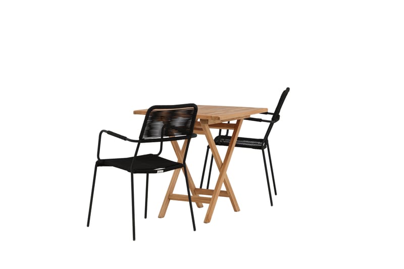Kenya Cafégrupp 70x70 cm + 2 Lindos Karmstol - Svart/Brun - Utem�öbler - Utegrupp - Caféset