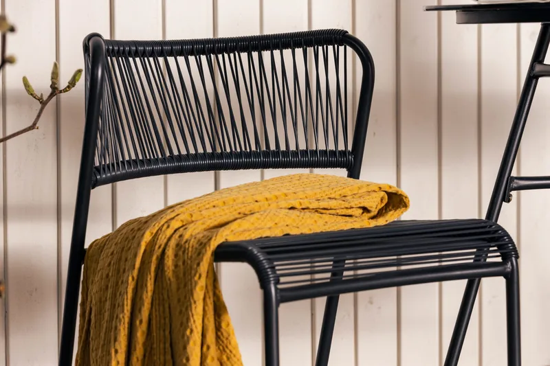 Lamborg Caféset 120 cm Oval + 2 Utestolar - Glas/Svart - Utemöbler - Utegrupp - Caféset