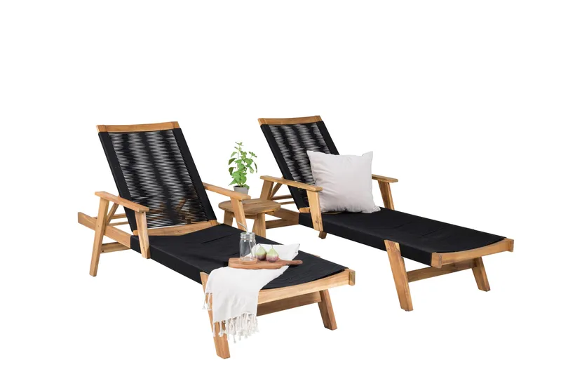 Little John Solsäng med Chania Bord Brun/Svart - Brun/Svart - Utemöbler - Balkong - Balkongmöbler - Balkonggrupper