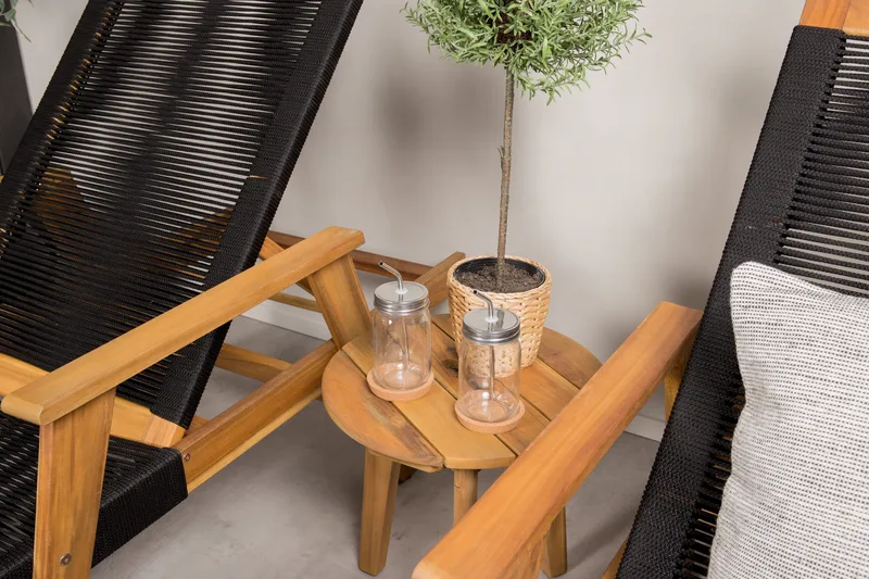 Little John Solsäng med Chania Bord Brun/Svart - Brun/Svart - Utemöbler - Balkong - Balkongmöbler - Balkonggrupper