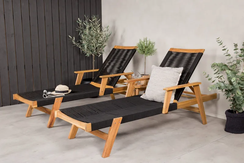 Little John Solsäng med Chania Bord Brun/Svart - Brun/Svart - Utemöbler - Balkong - Balkongmöbler - Balkonggrupper