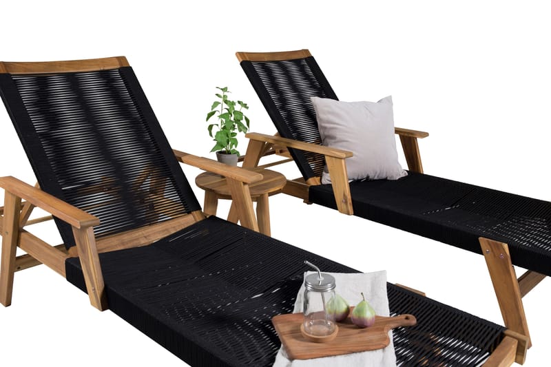 Little John Solsäng med Chania Bord Brun/Svart - Brun/Svart - Utemöbler - Balkong - Balkongmöbler - Balkonggrupper