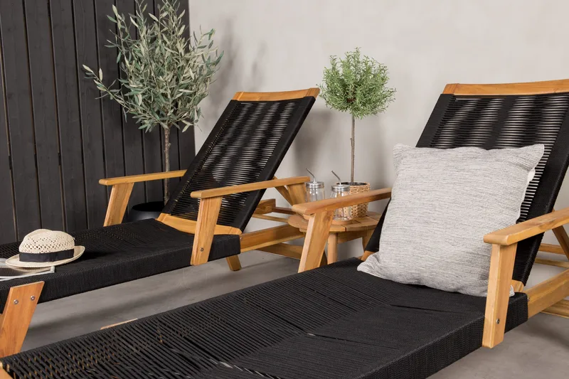 Little John Solsäng med Chania Bord Brun/Svart - Brun/Svart - Utemöbler - Balkong - Balkongmöbler - Balkonggrupper