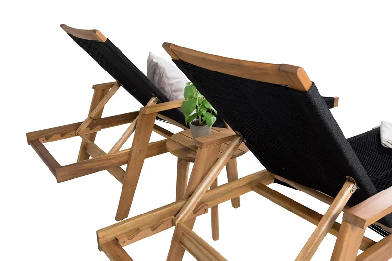 Little John Solsäng med Chania Bord Brun/Svart - Brun/Svart - Utemöbler - Balkong - Balkongmöbler - Balkonggrupper