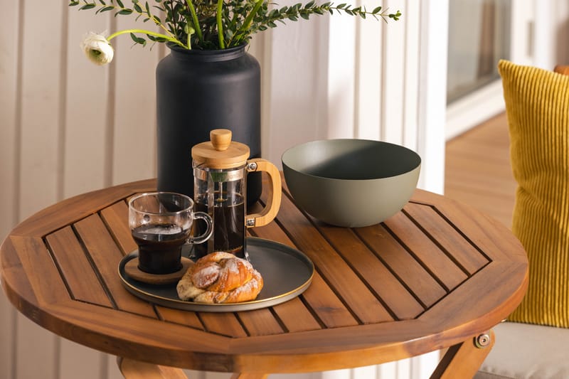 MANALI Cafébord 60 cm Runt Akacia + 2 Stolar - Balkonggrupper - Caféset