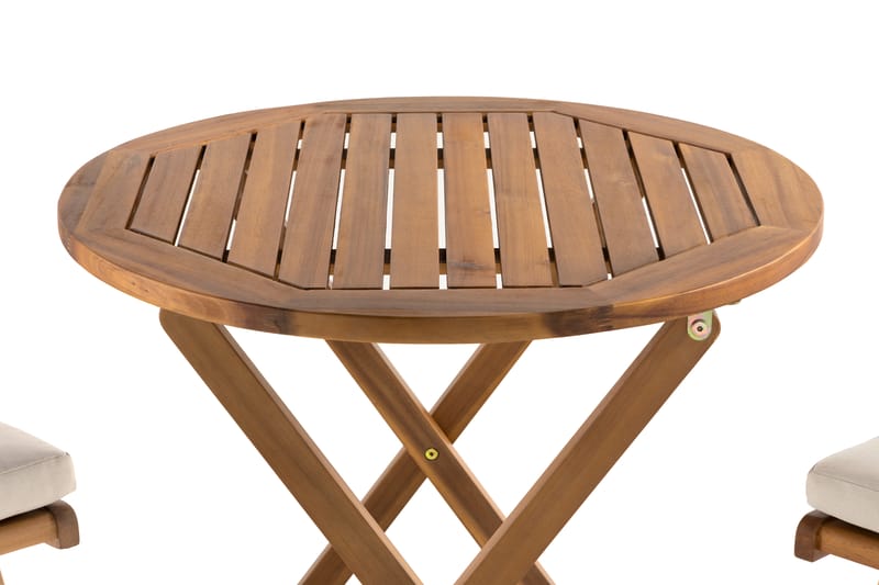 MANALI Cafébord 60 cm Runt Akacia + 2 Stolar - Balkonggrupper - Caféset